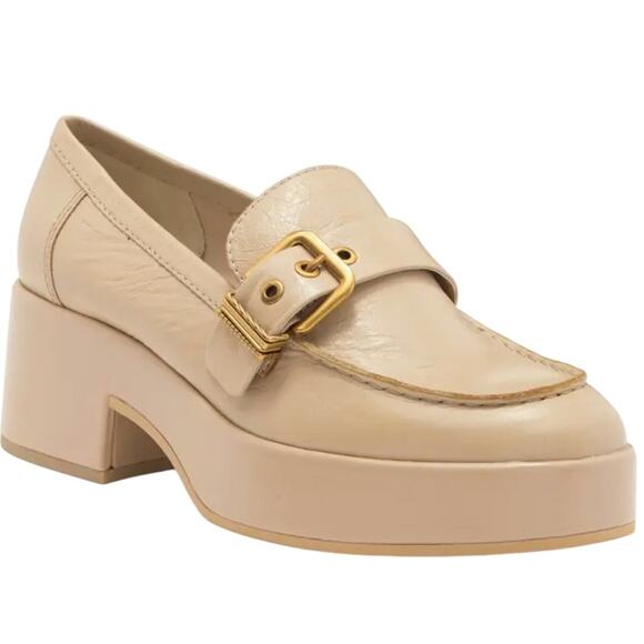 Dolce Vita Yonder Platform Loafer Women's Size 9.5 Sesame Crinkle Beige NEW - Picture 1 of 9